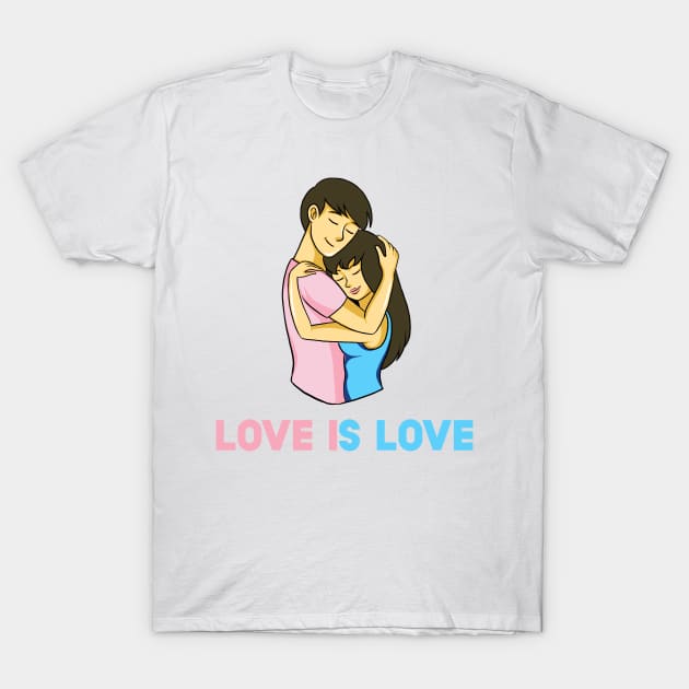 Cute Couple Transgender LGBT Gay Pride Ally - Love Is Love T-Shirt by SusurrationStudio